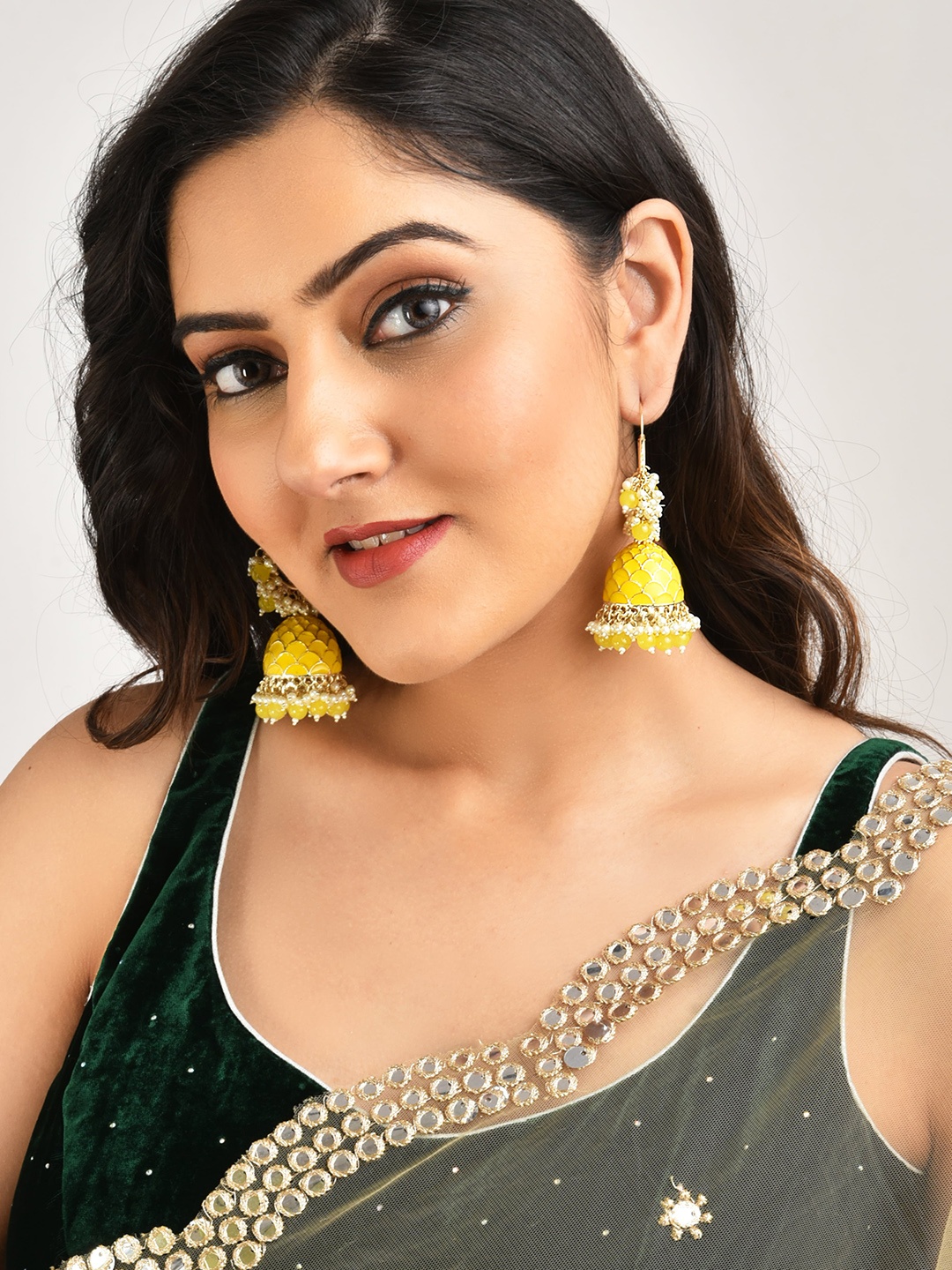 

LAIDA Gold-Plated Beaded Dome Shaped Jhumkas