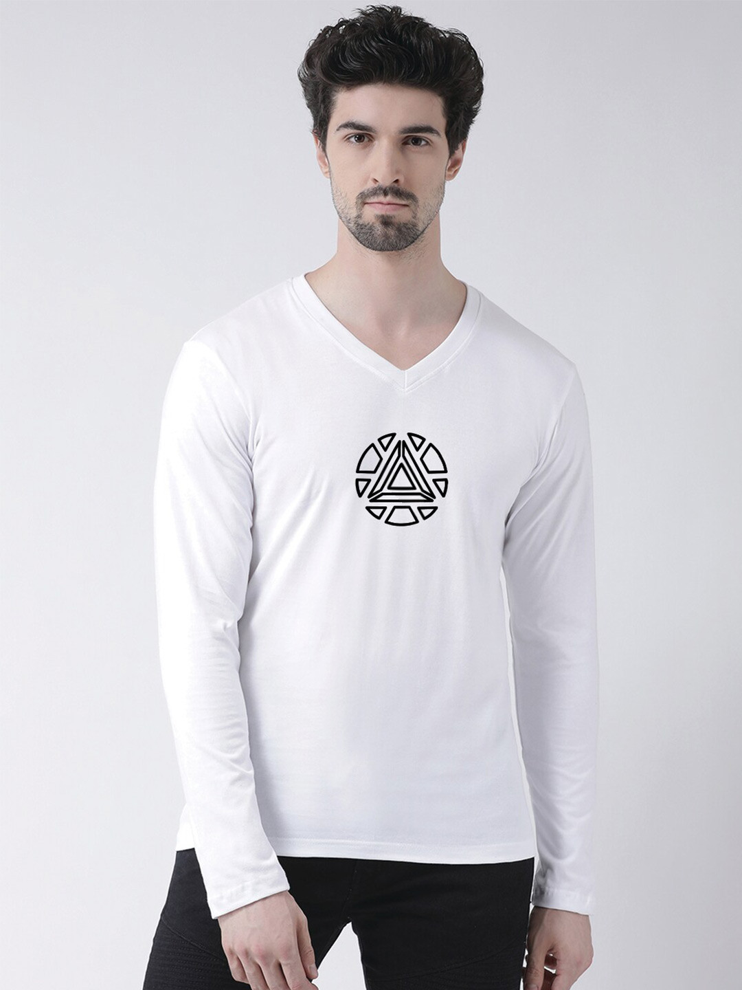

Friskers Typography Printed V-Neck Pure Cotton T-shirt, White