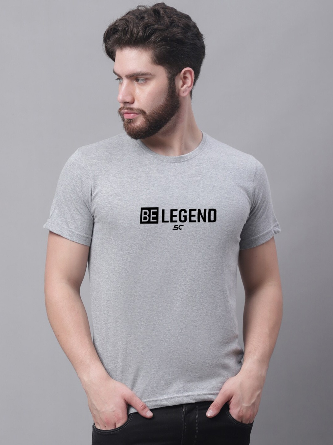 

Friskers Typography Printed Cotton T-shirt, Grey