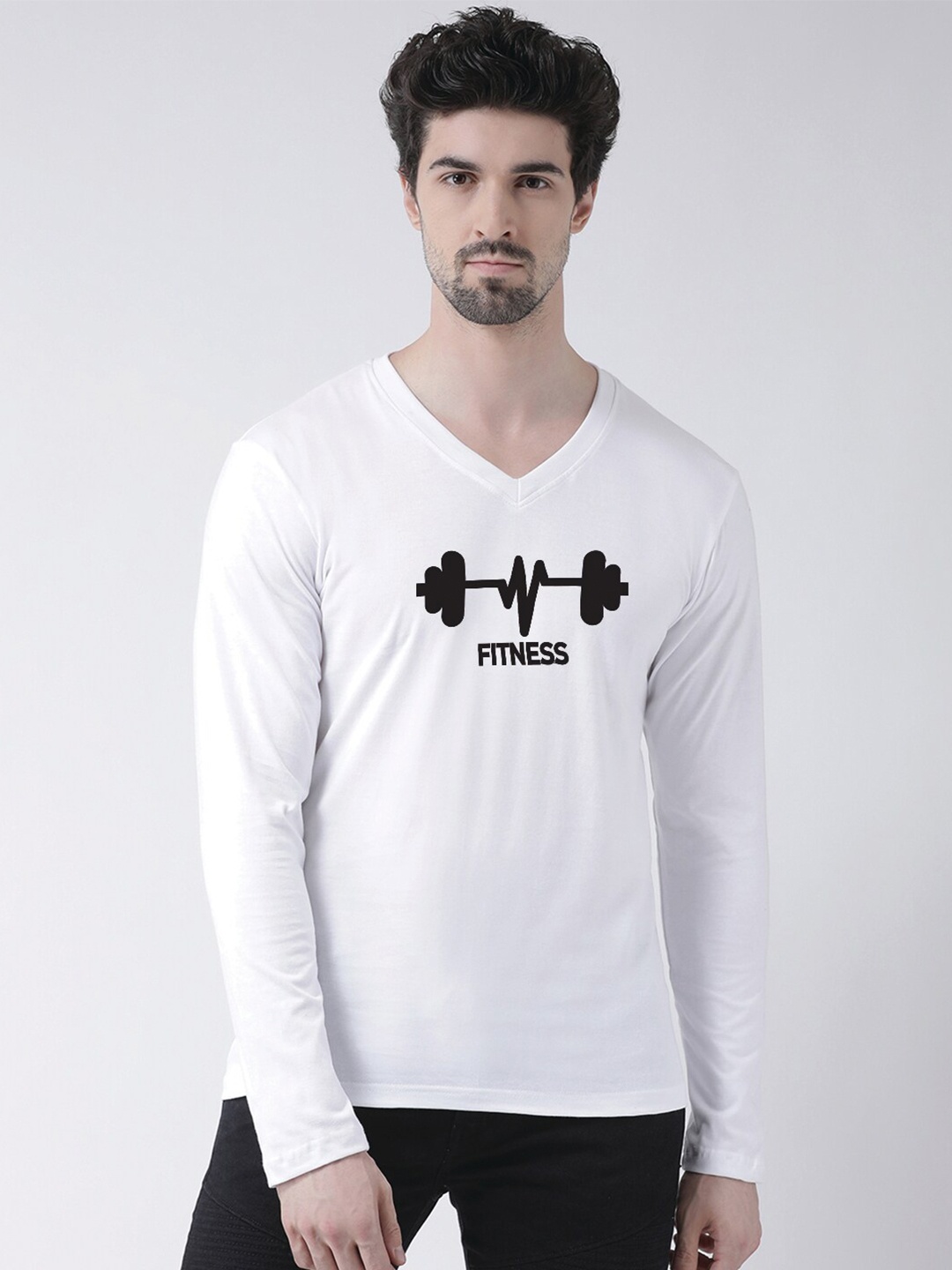 

Friskers Typography Printed V-Neck T-shirt, White