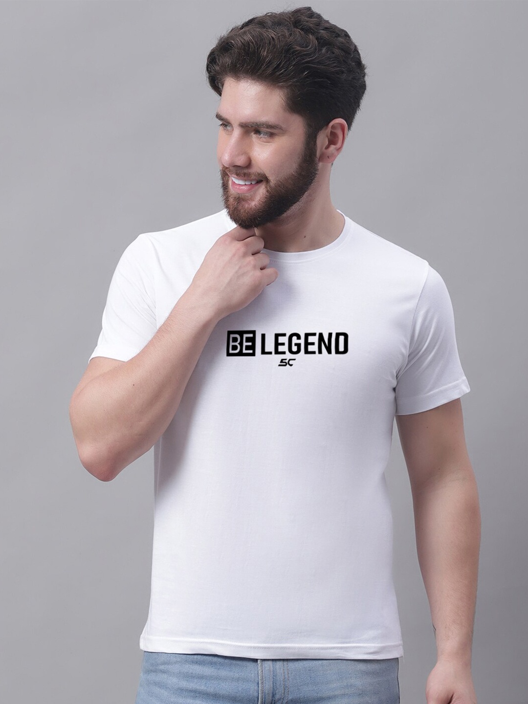 

Friskers Typography Printed Round Neck Cotton T-shirt, White
