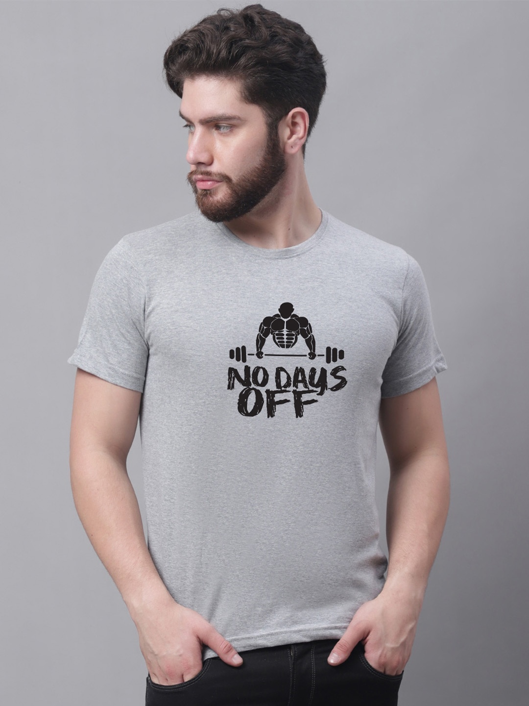 

Friskers Typography Printed Cotton T-shirt, Grey