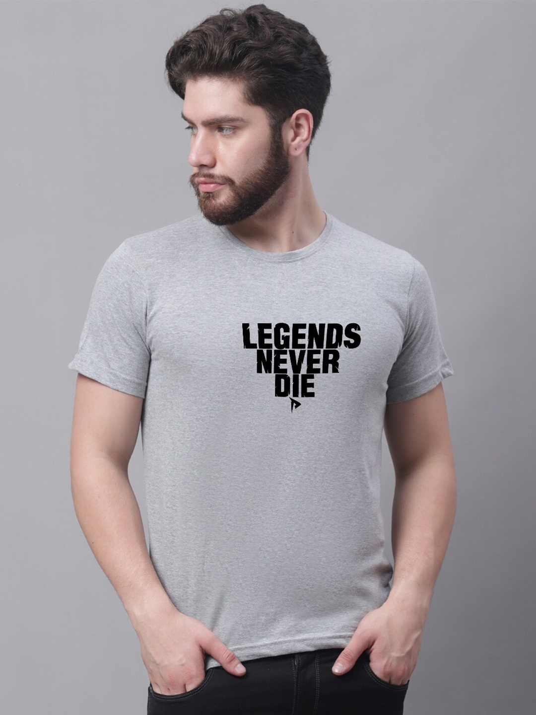 

Friskers Typography Printed Skin Friendly Cotton T-shirt, Grey