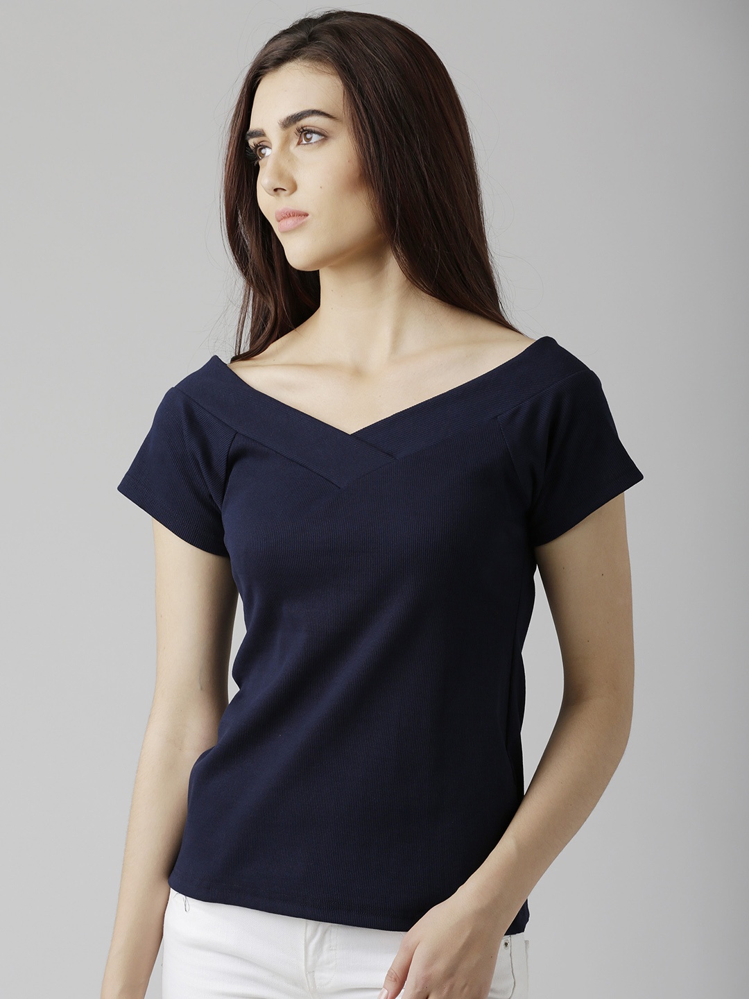 

Miss Chase Women Navy Blue Solid Top