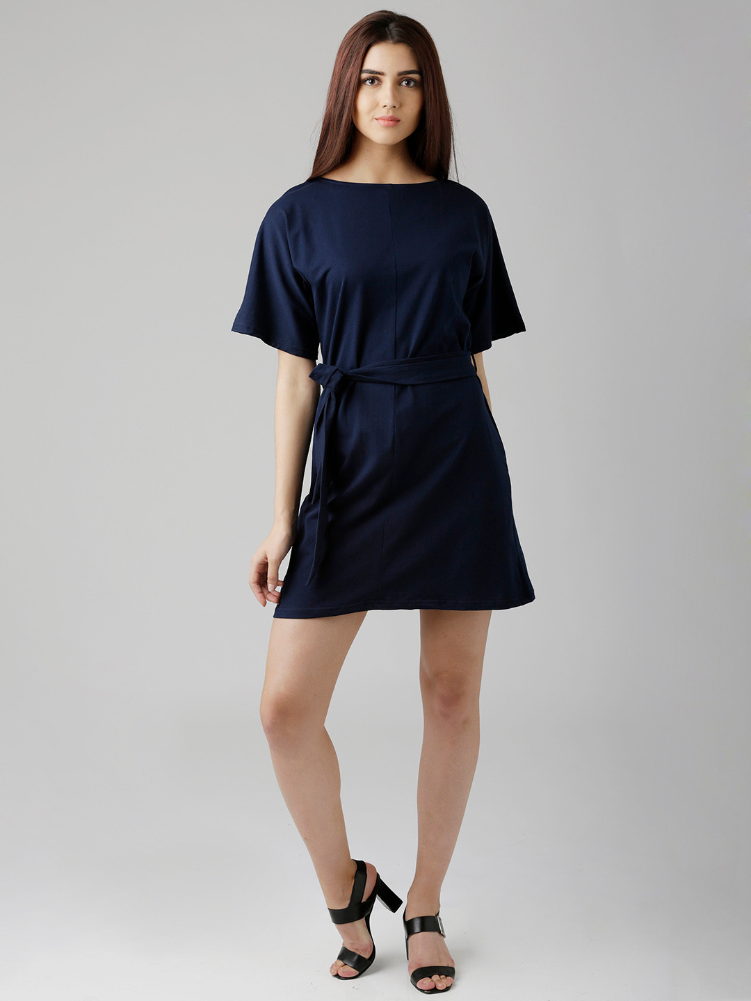 

Miss Chase Women Navy Blue Solid A-line Dress