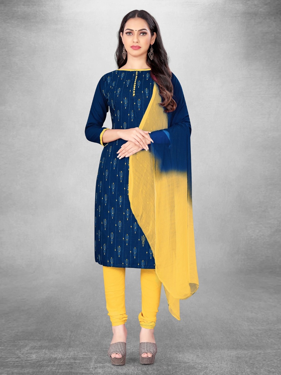 

KALINI Ethnic Printed Unstitched Dress Material, Blue
