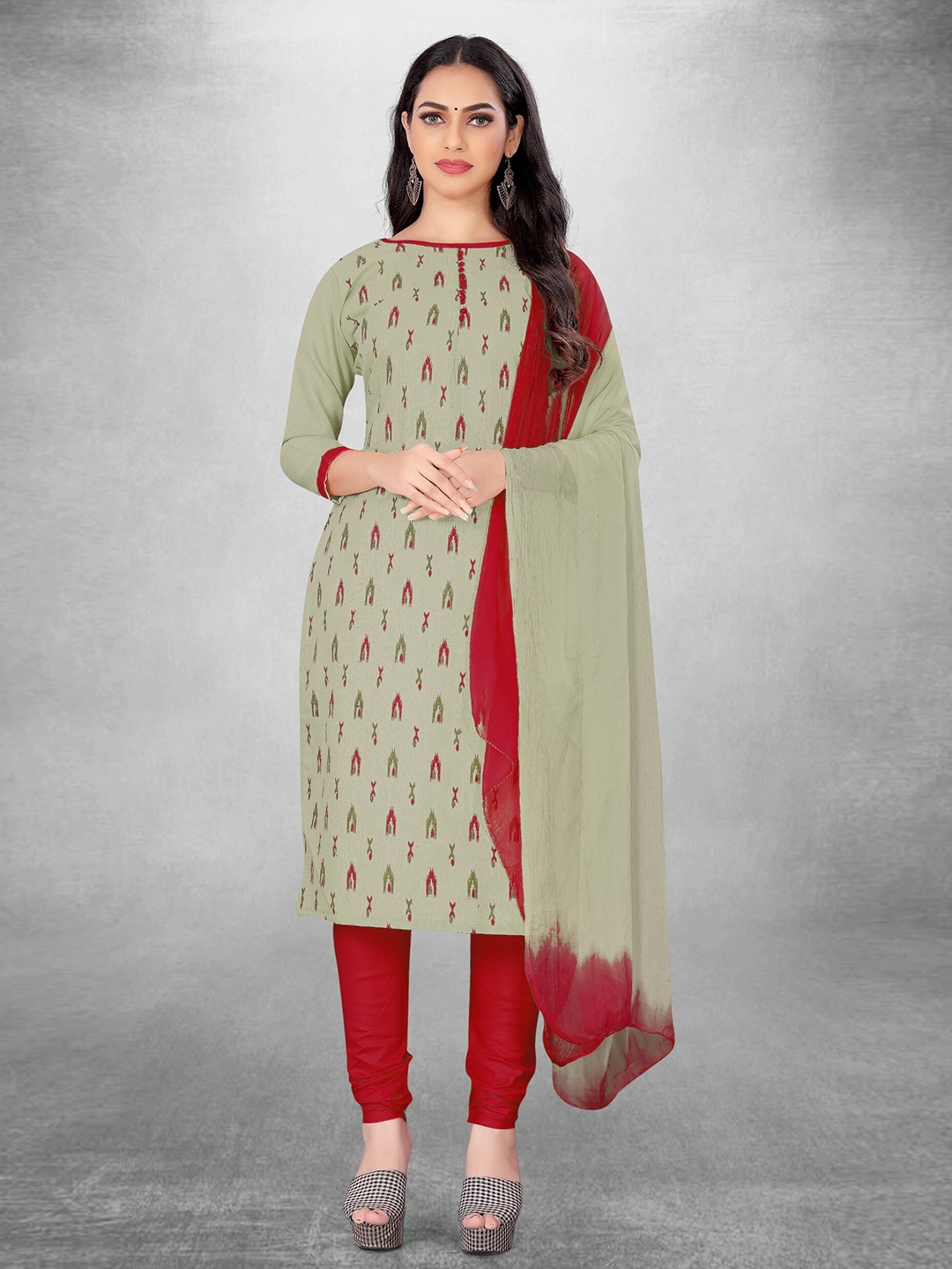 

KALINI Ethnic Printed Unstitched Dress Material, Grey