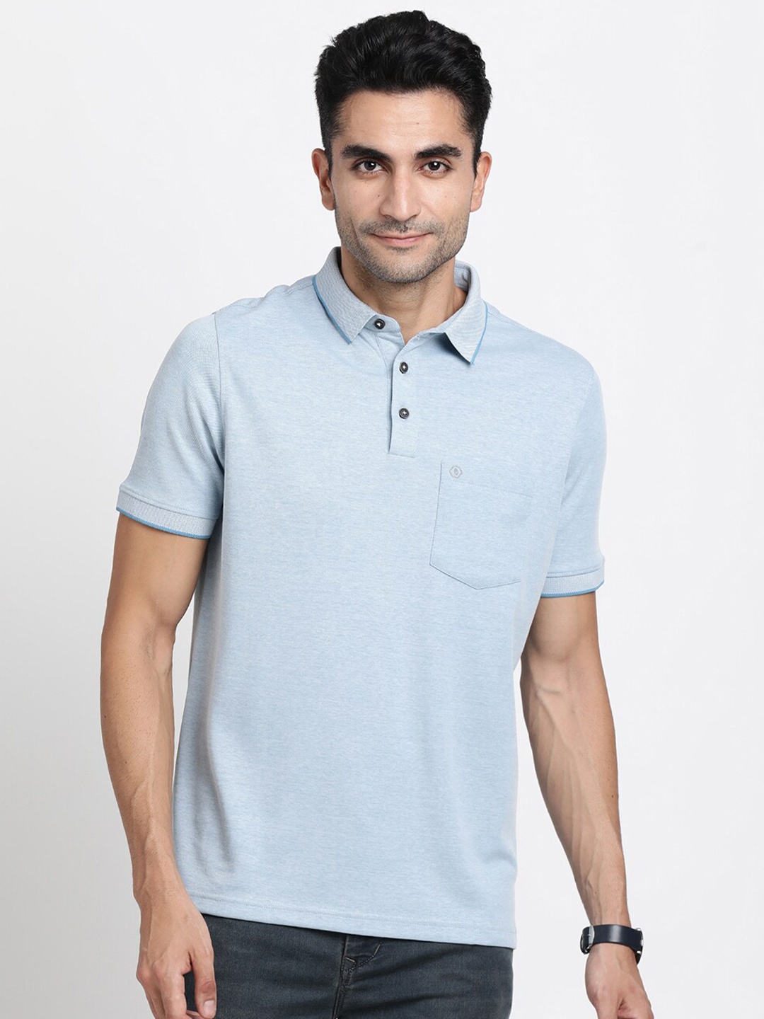 

Turtle Polo Collar Slim Fit Cotton T-shirt, Blue