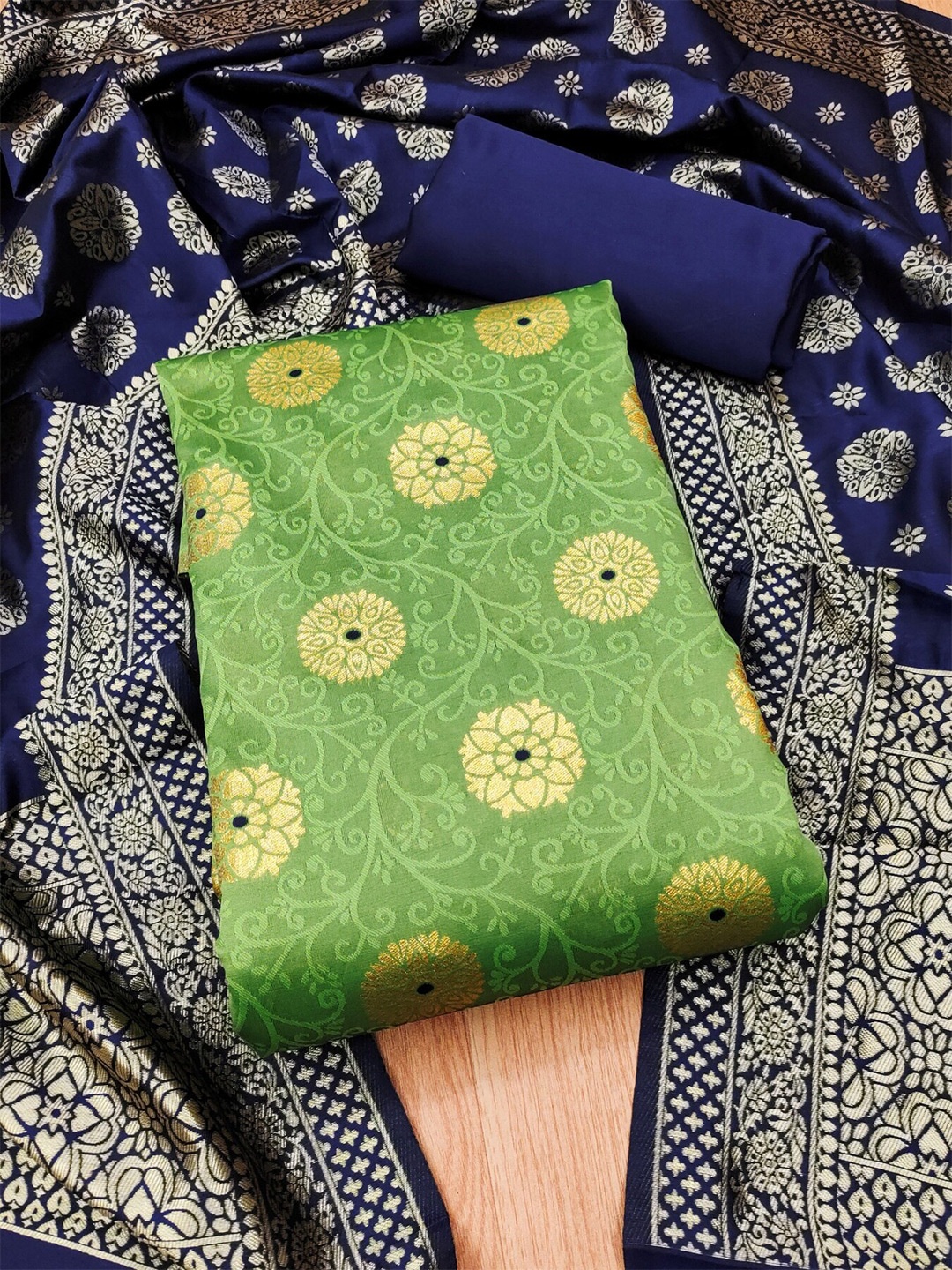 

KALINI Ethnic Motifs Woven Design Unstitched Dress Material, Green