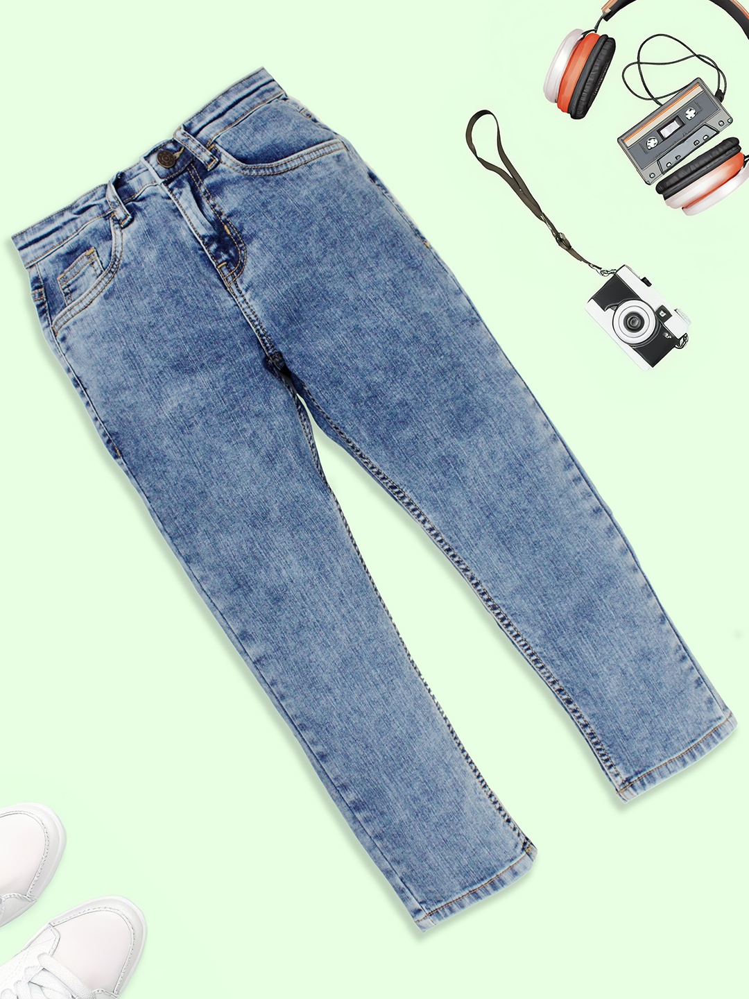 

KiddoPanti Boys Jean Light Fade Stretchable Jeans, Blue