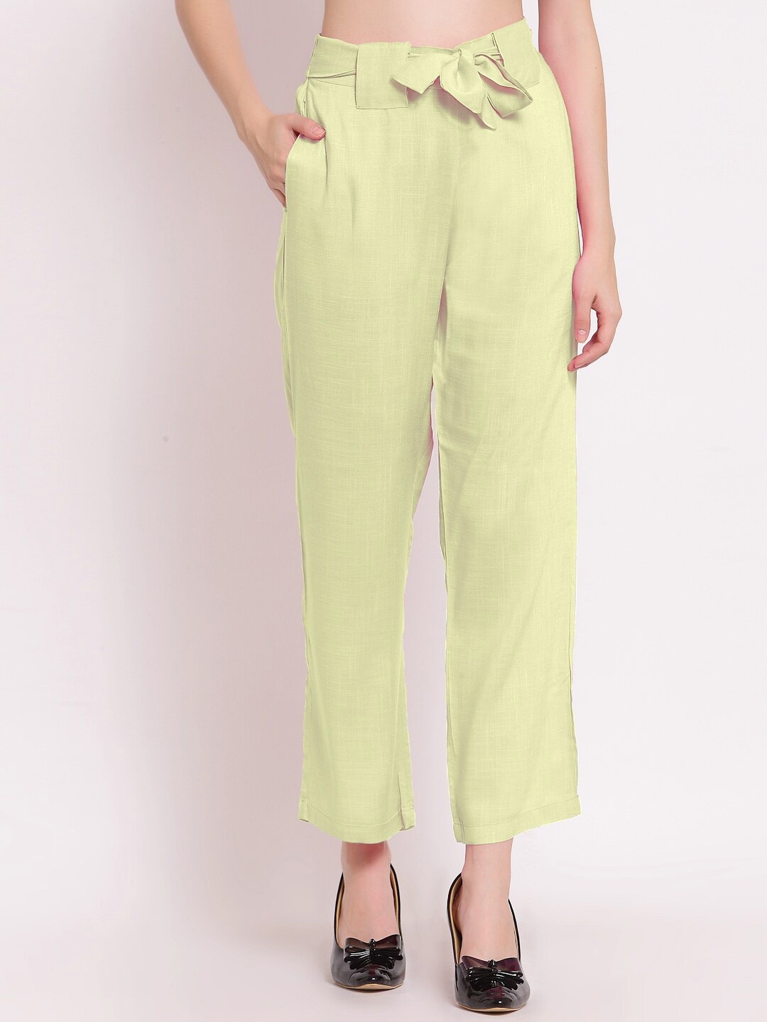 

PATRORNA Women Beige Smart Straight Fit Parallel Trousers, Yellow