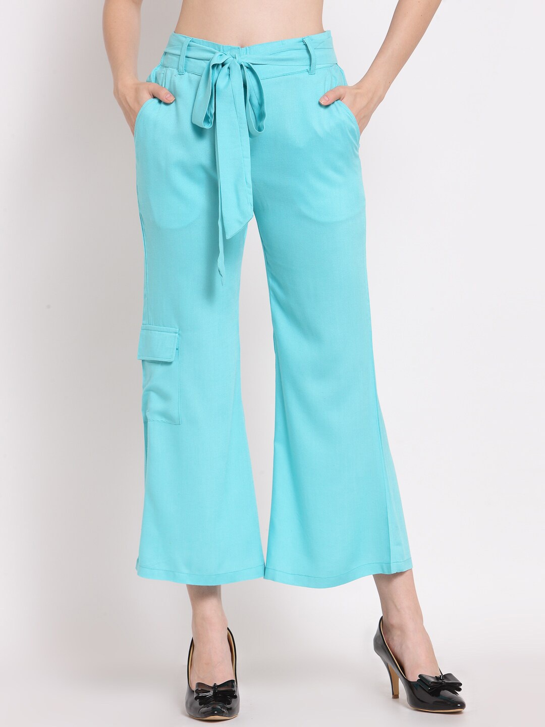 PATRORNA Women Smart Culottes Trousers, Blue