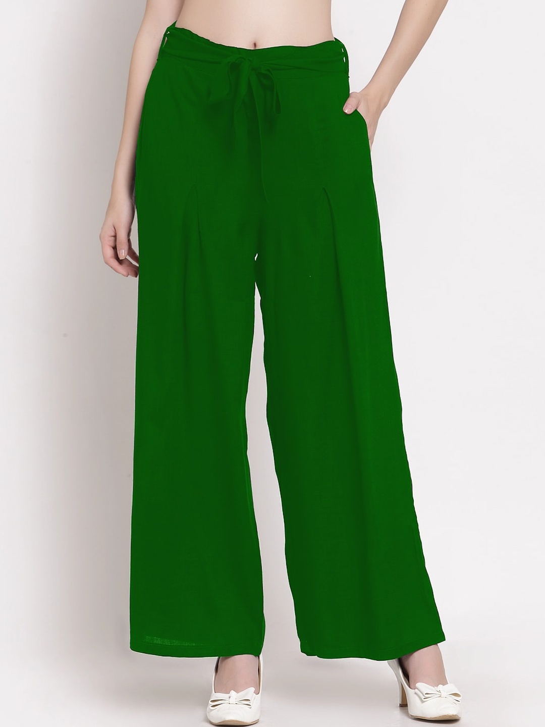

PATRORNA Women Smart Loose Fit Trousers, Green
