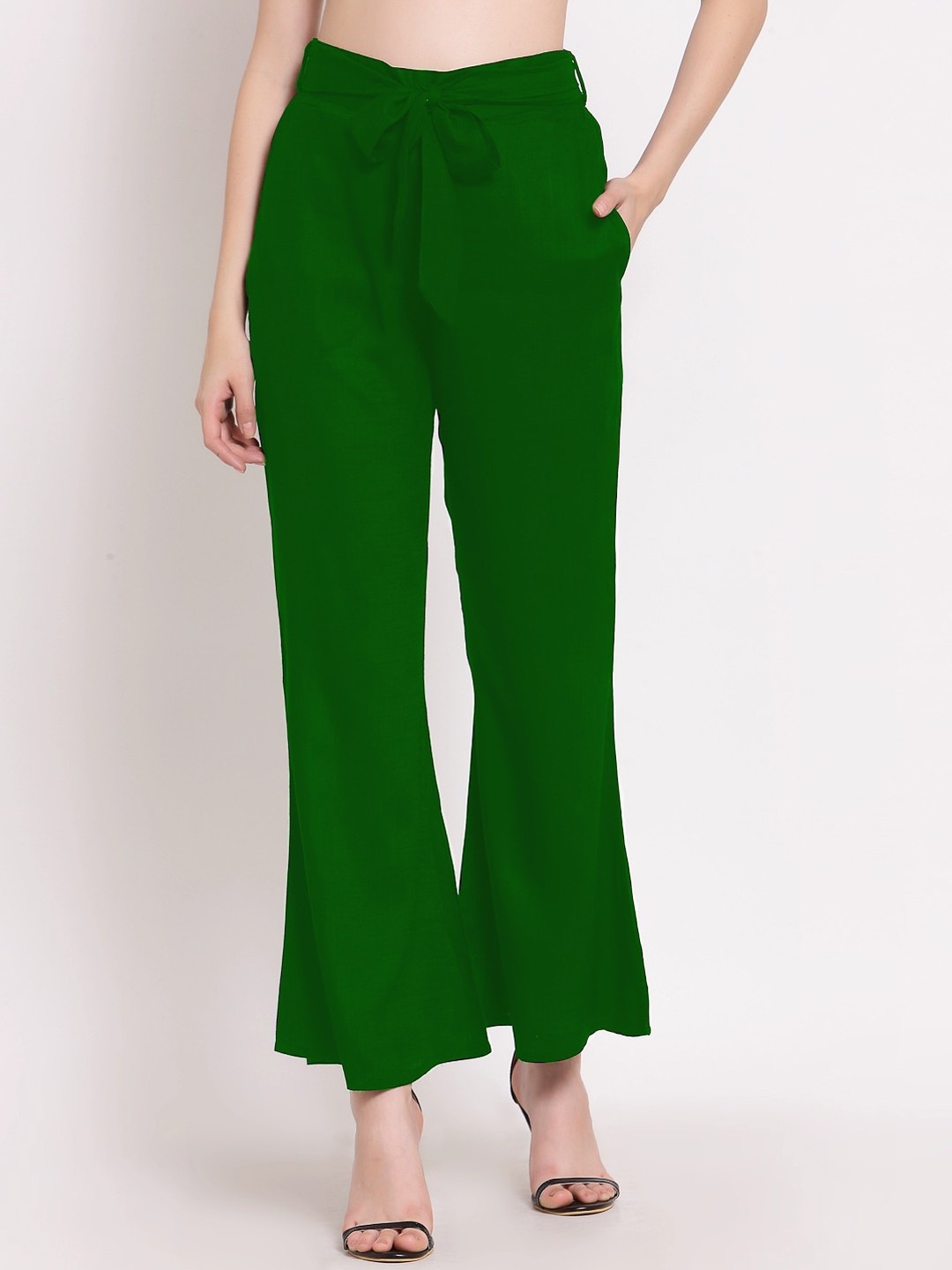 

PATRORNA Women Smart Fit Bootcut Trousers, Green