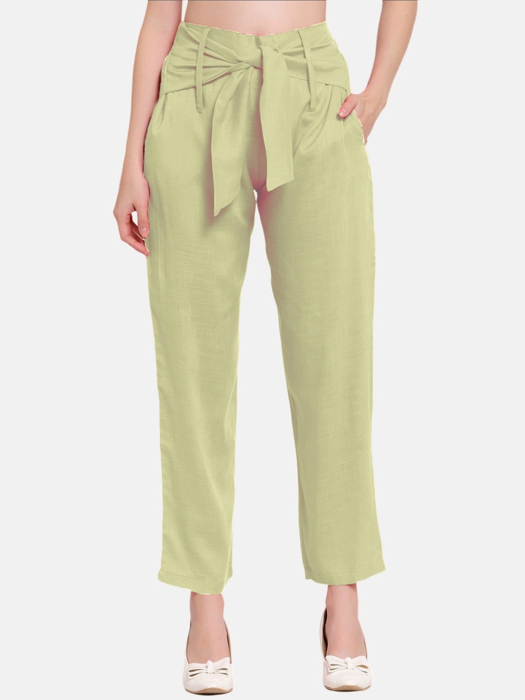 

PATRORNA Women Smart Fit Peg Trousers, Beige