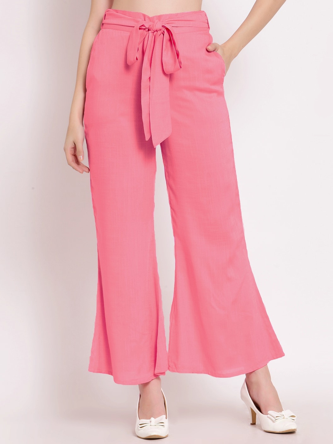 

PATRORNA Women Smart Bootcut Trousers, Pink