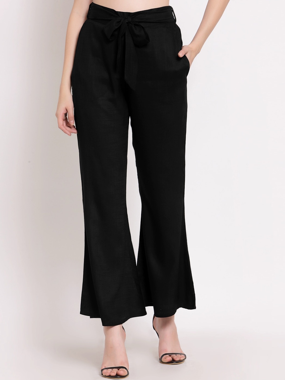 

PATRORNA Women Smart Fit Bootcut Trousers, Black