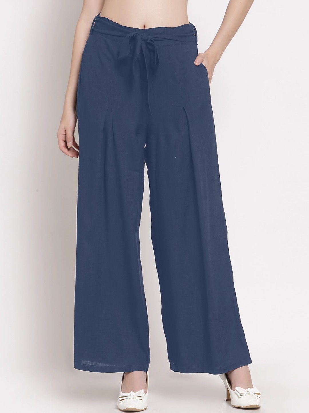 

PATRORNA Women Smart Loose Fit Parallel Trousers, Grey