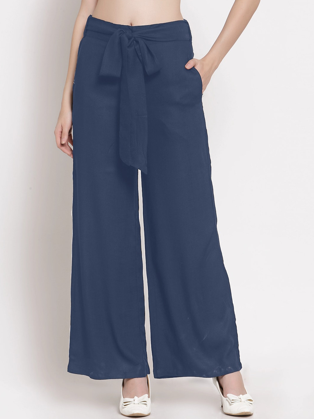 

PATRORNA Women Smart Loose Fit Parallel Trousers, Grey