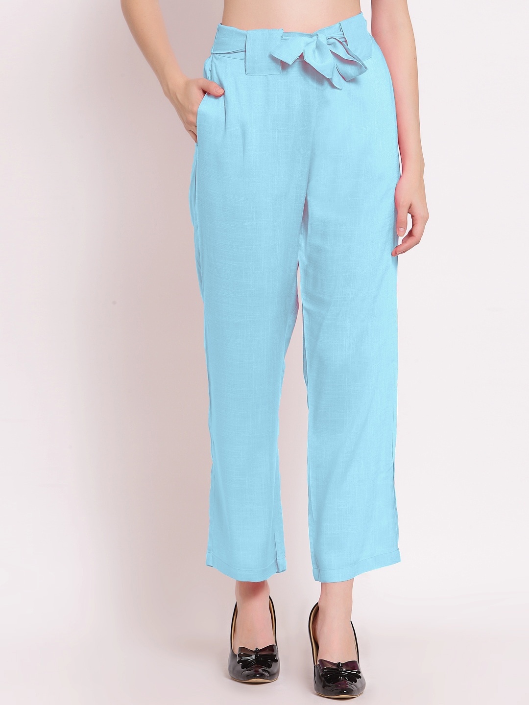 

PATRORNA Women Smart Straight Fit Culottes Trousers, Blue