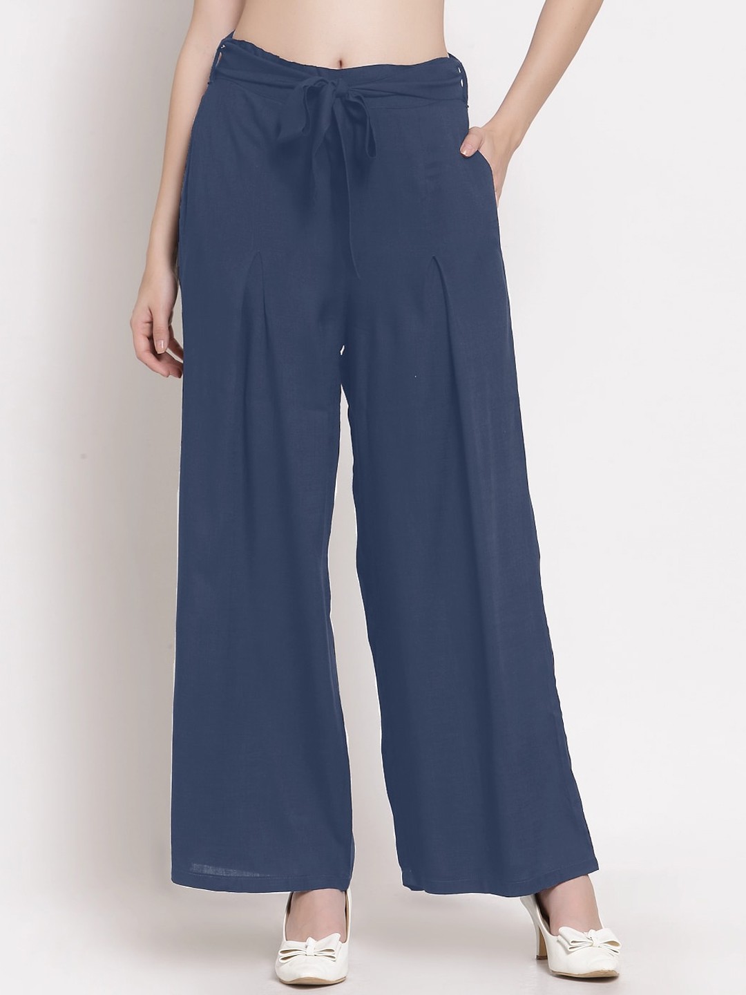 

PATRORNA Women Smart Loose Fit Cotton Parallel Trousers, Grey