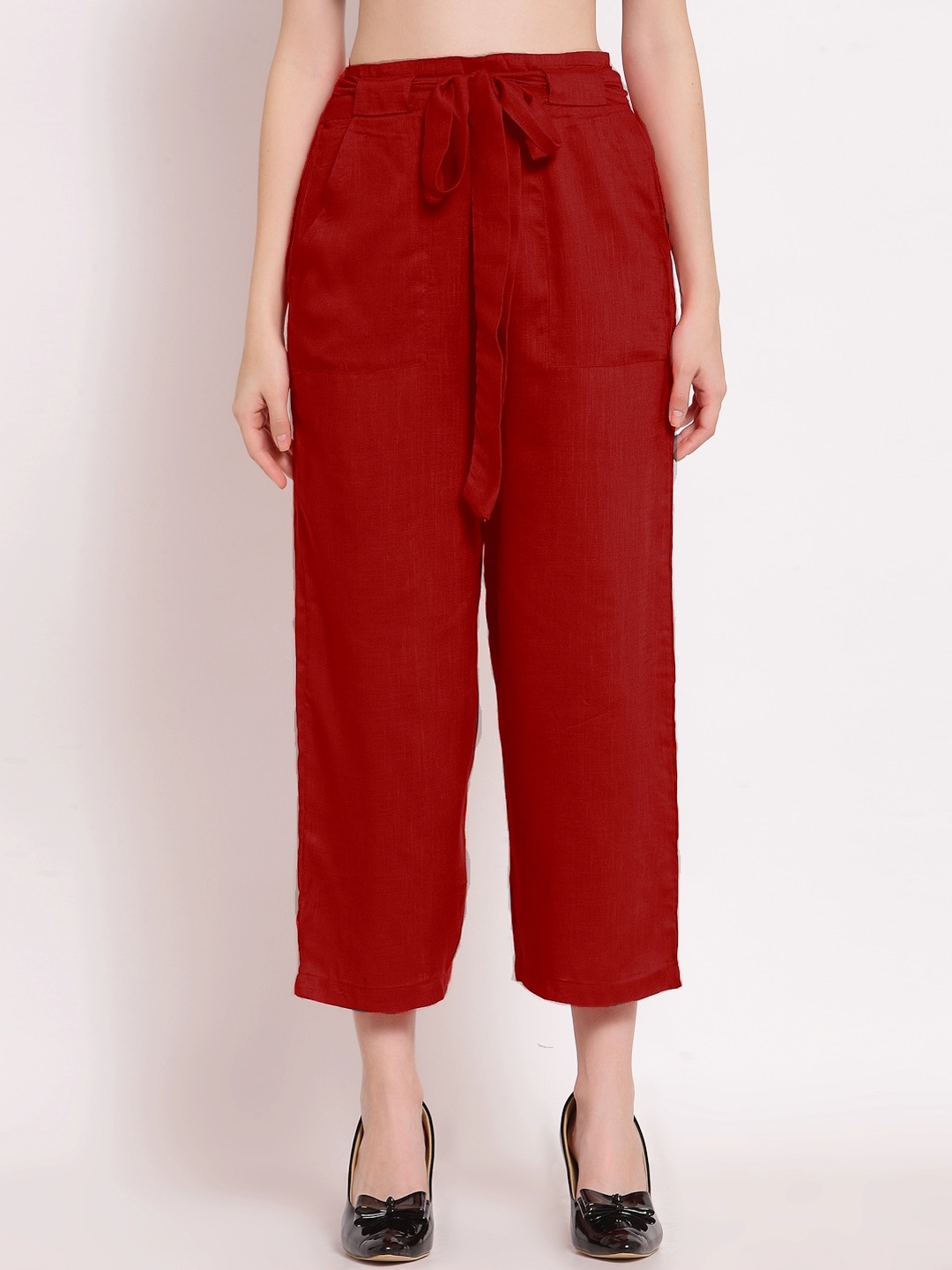 

PATRORNA Women Maroon Smart Culottes Trousers