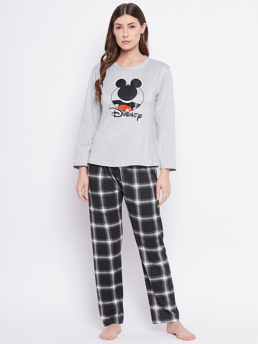 

Camey Mickey Printed T-Shirt & Pyjama Night Suit, Grey