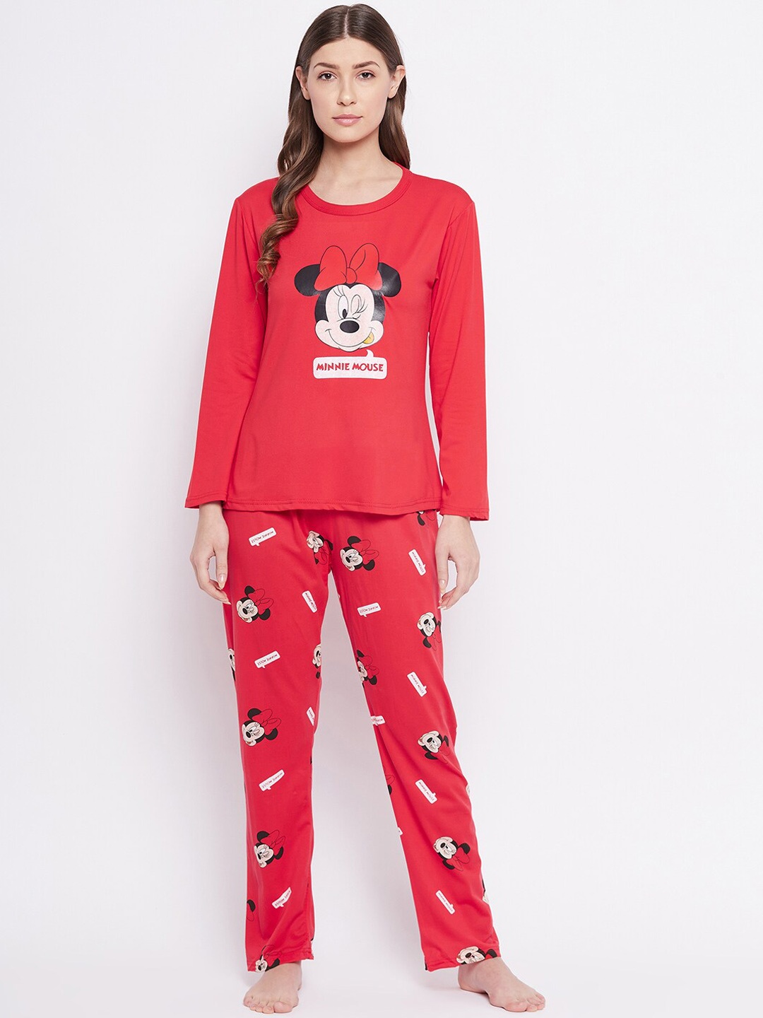

Camey Mickey Mouse Printed Night suit, Red