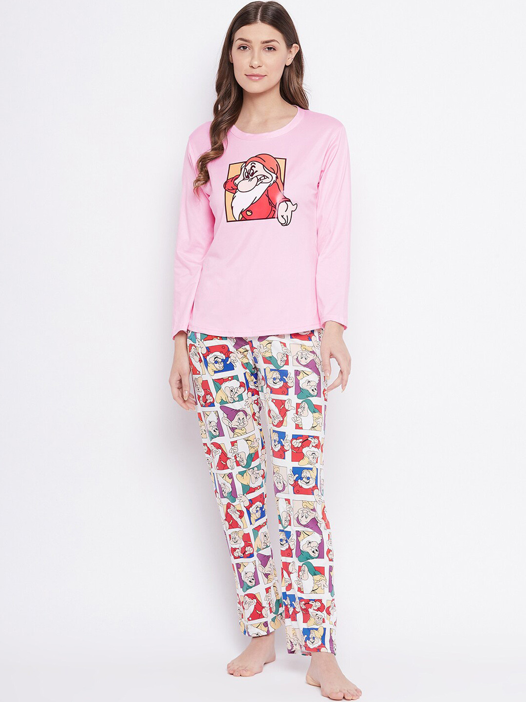 

Camey 7 Dwarfs Printed Night suit, Pink