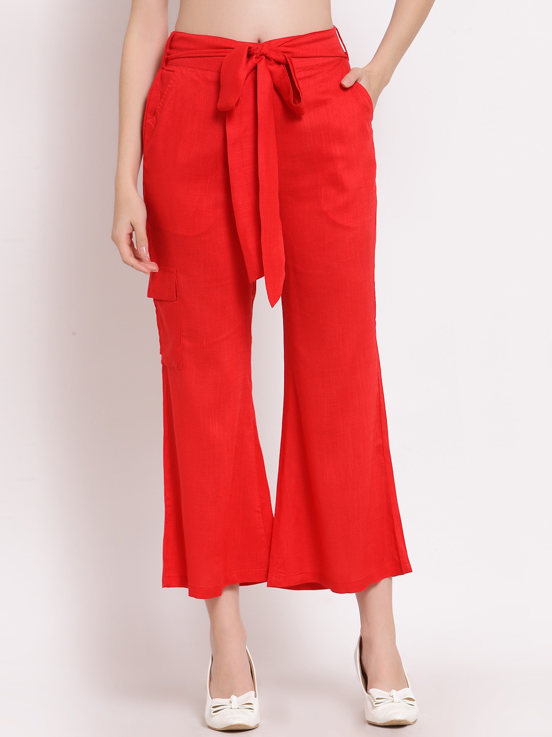 

PATRORNA Women Smart Cotton Culottes, Red
