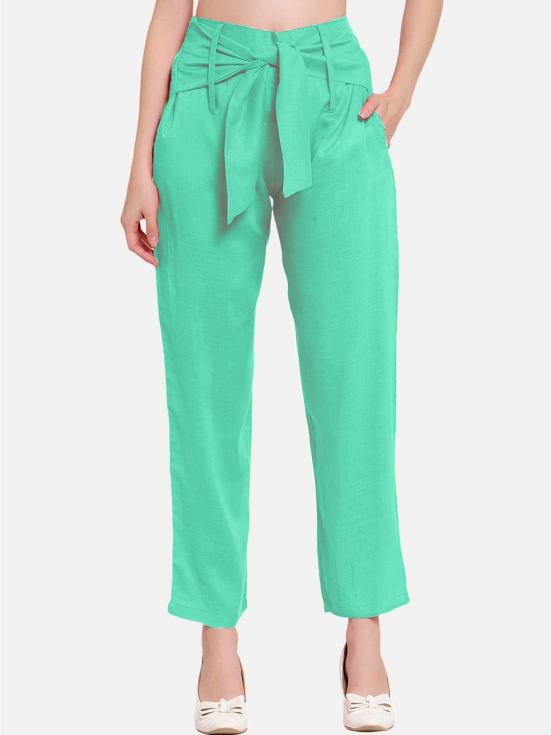 

PATRORNA Women Smart Fit Peg Trousers, Green