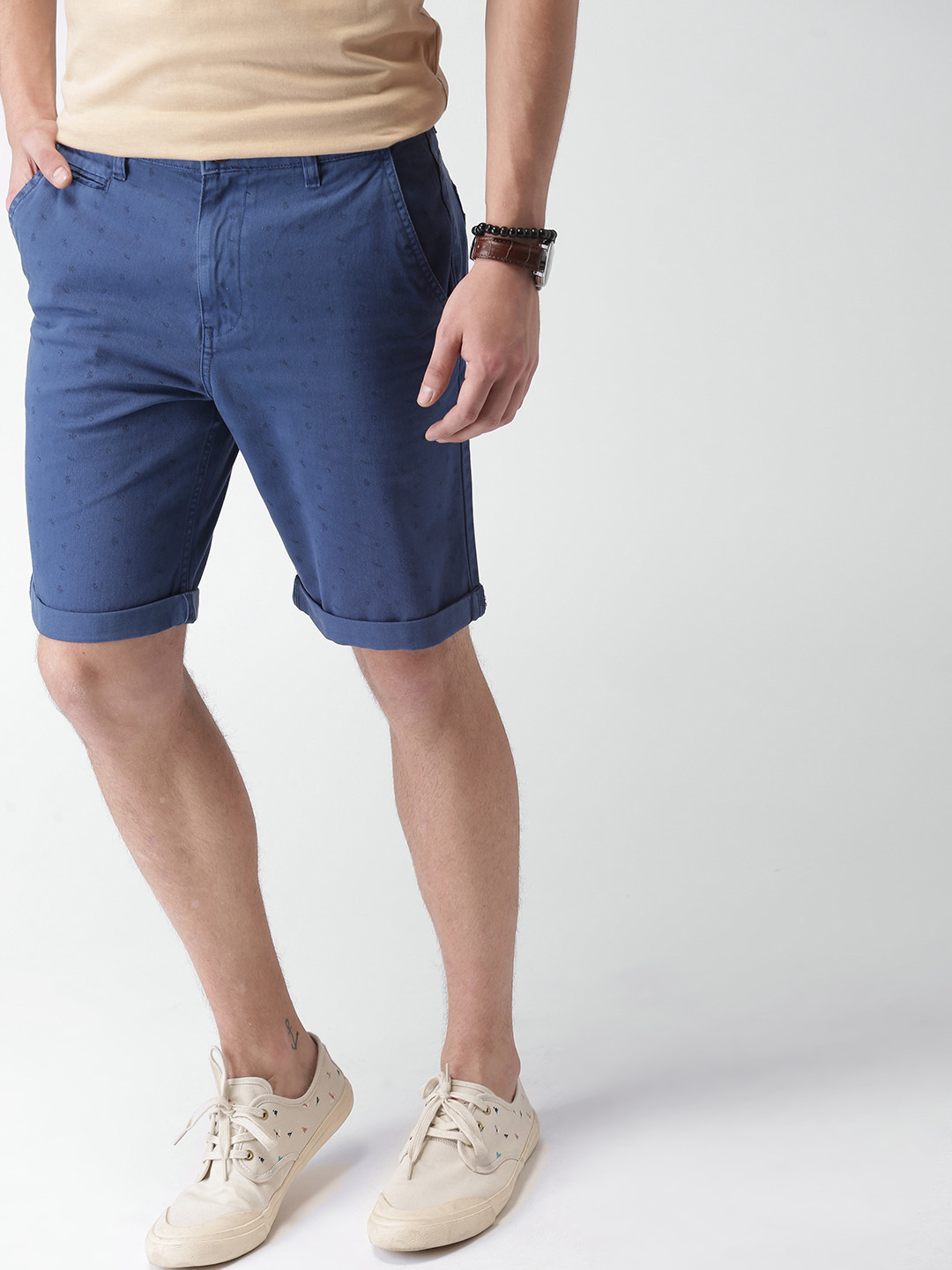 

Mast & Harbour Men Blue Printed Regular Fit Shorts