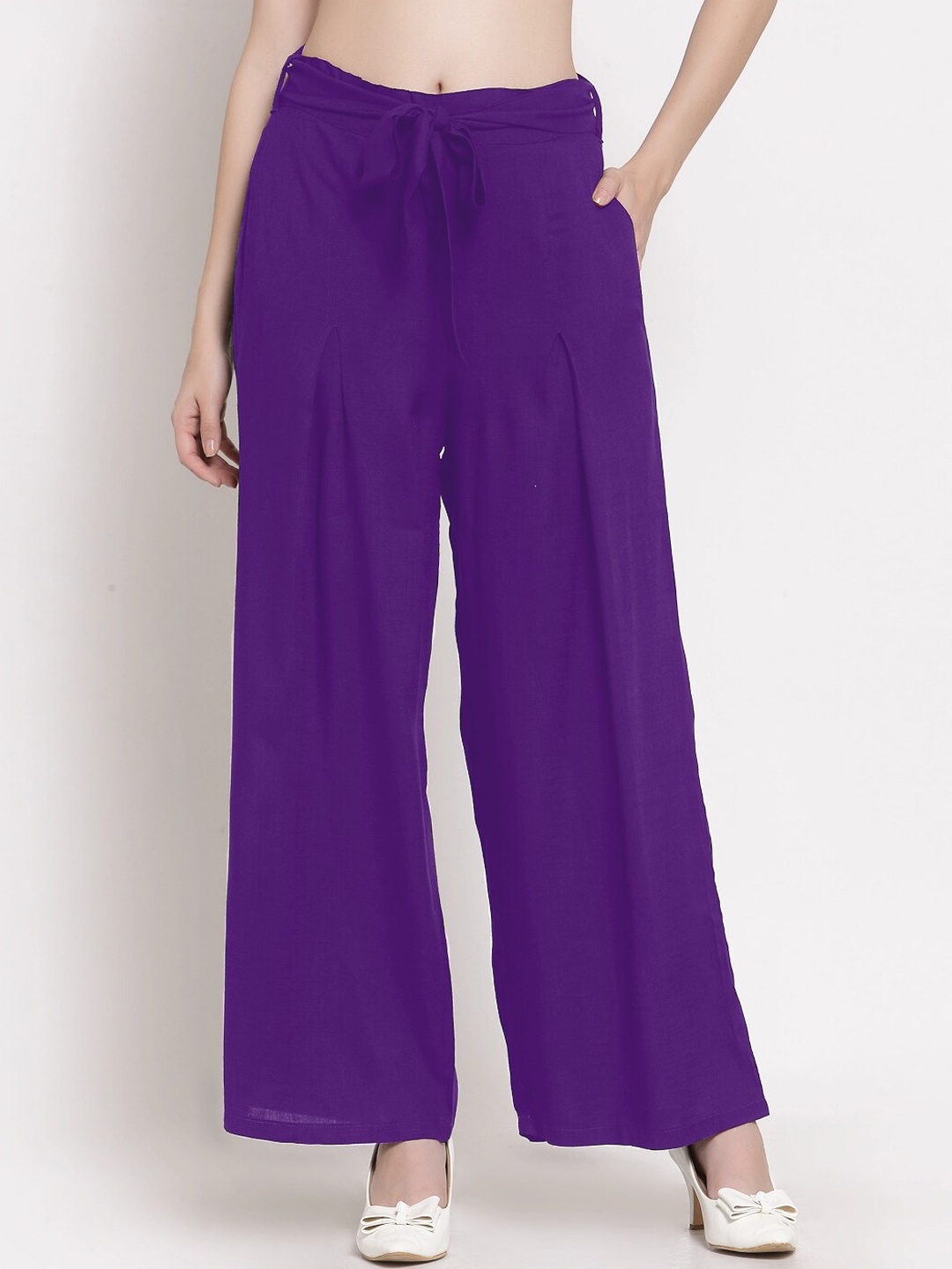 

PATRORNA Women Smart Loose Fit Trousers, Purple