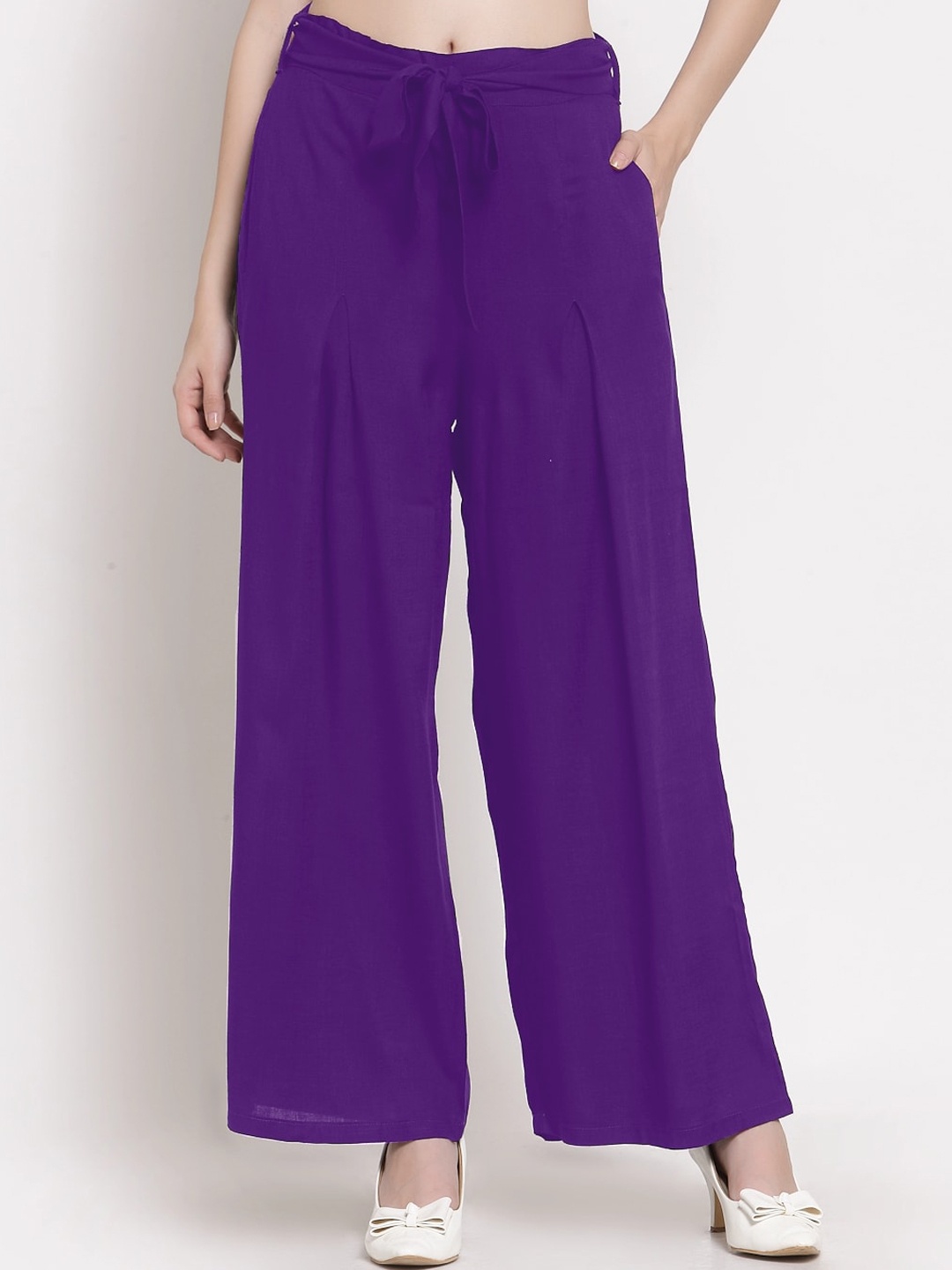 

PATRORNA Women Smart Loose Fit Trousers, Purple