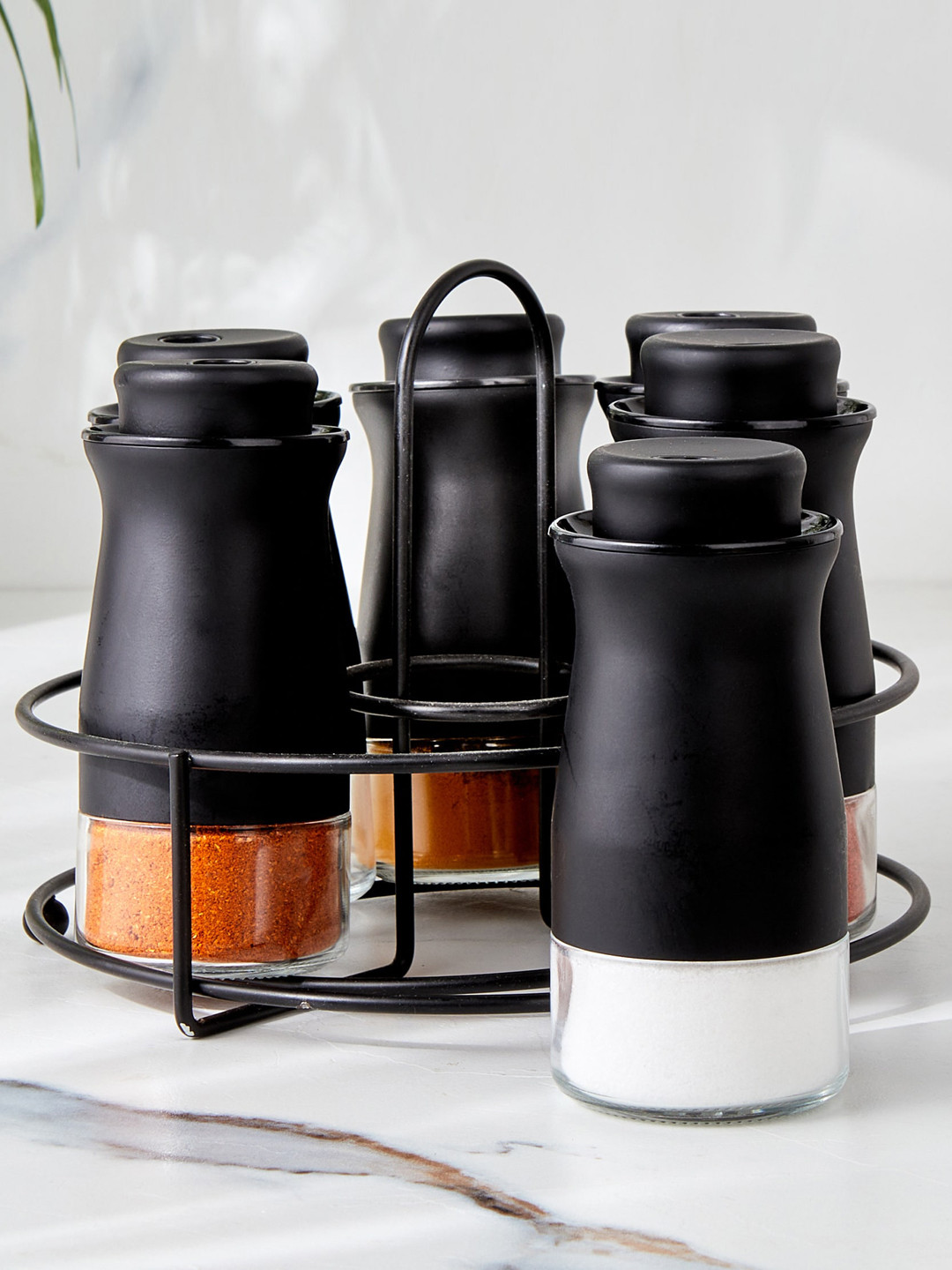

Home Centre Chef Special Libra Black 6 Pieces Spice Jar With Stand- 120ml