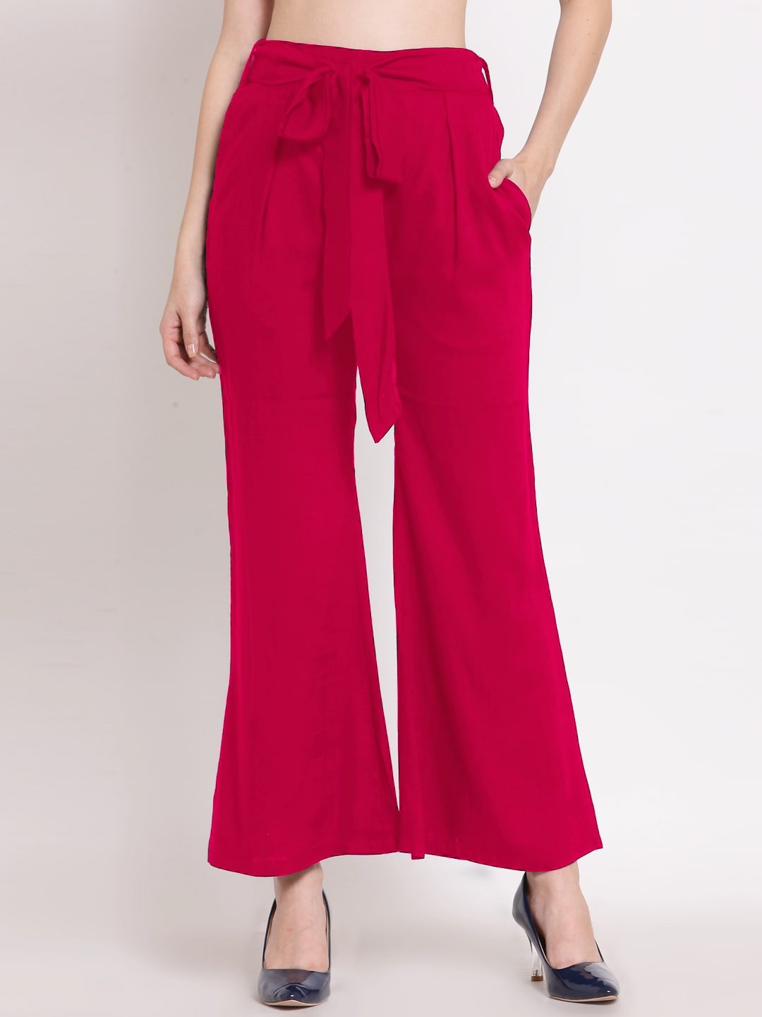 

PATRORNA Women Smart Tapered Fit Culottes Trousers, Pink