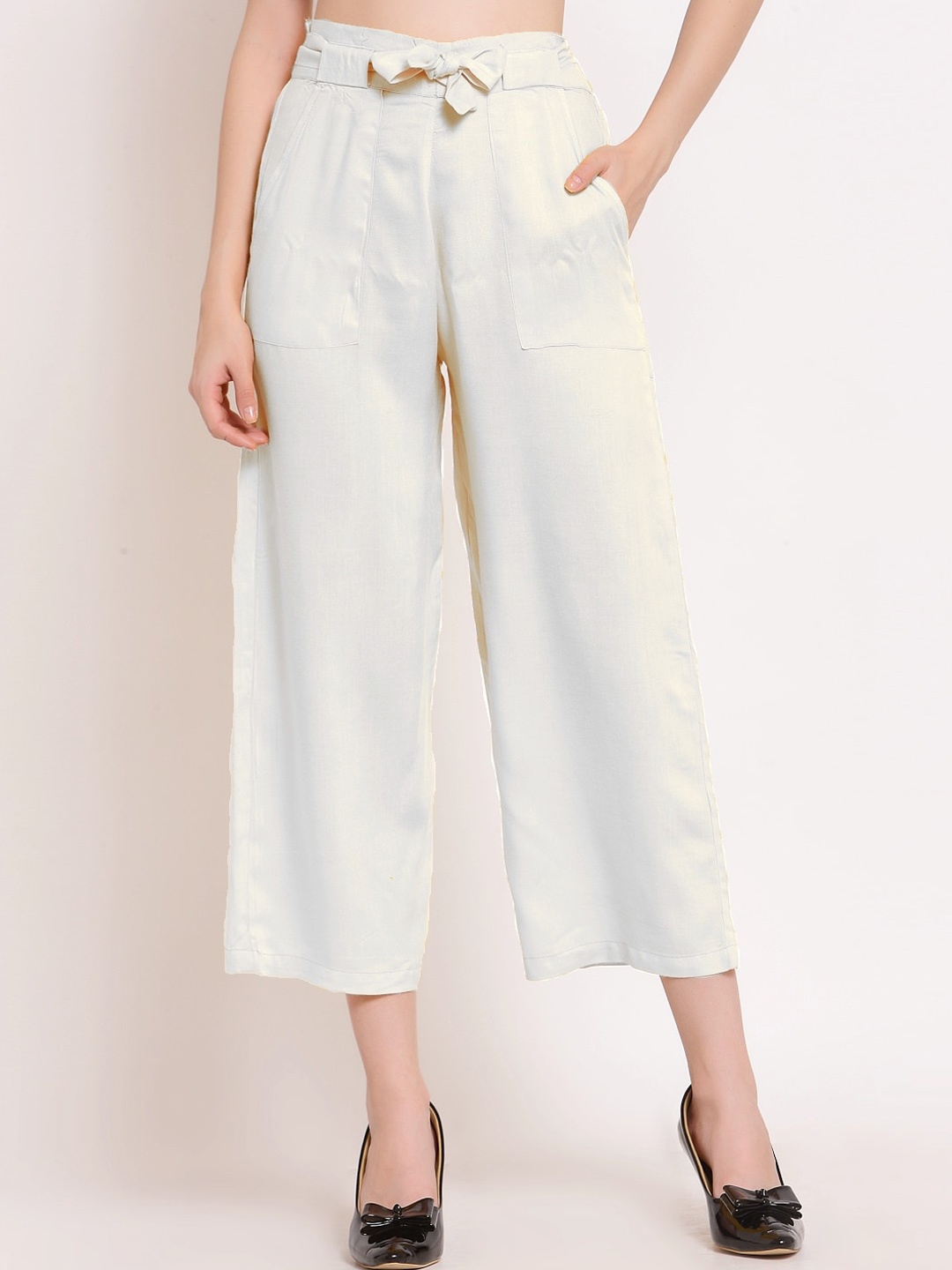 

PATRORNA Women Smart Mid-Rise Culottes, White