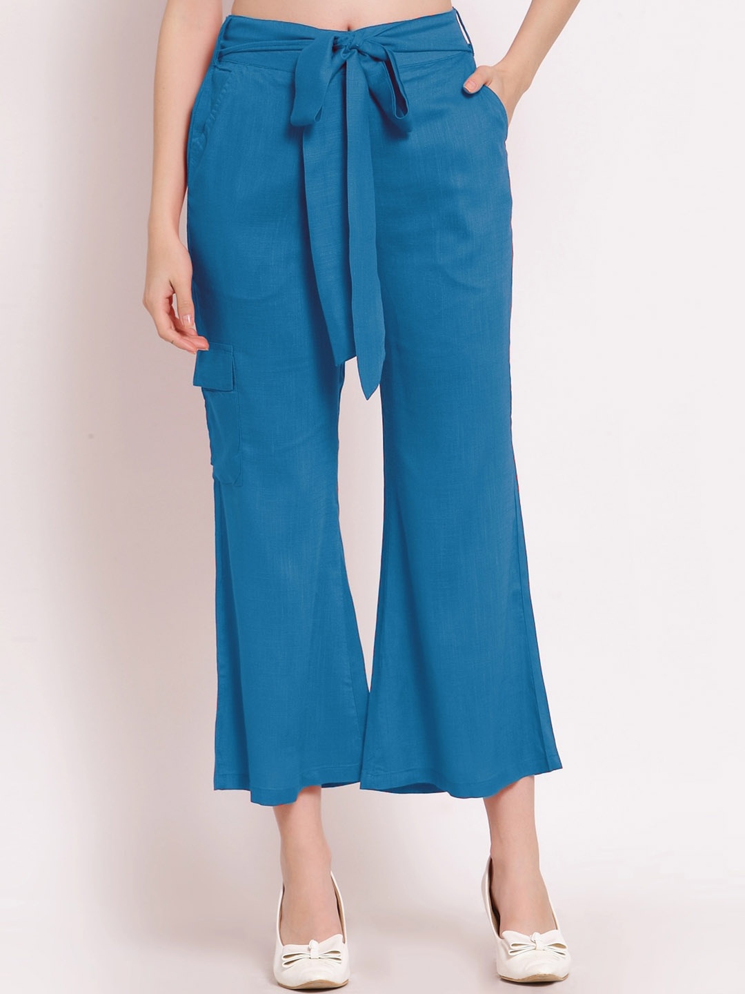 

PATRORNA Women Smart Mid-Rise Culottes, Blue