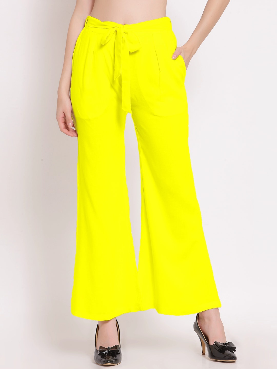 

PATRORNA Women Smart Bootcut Trousers, Yellow