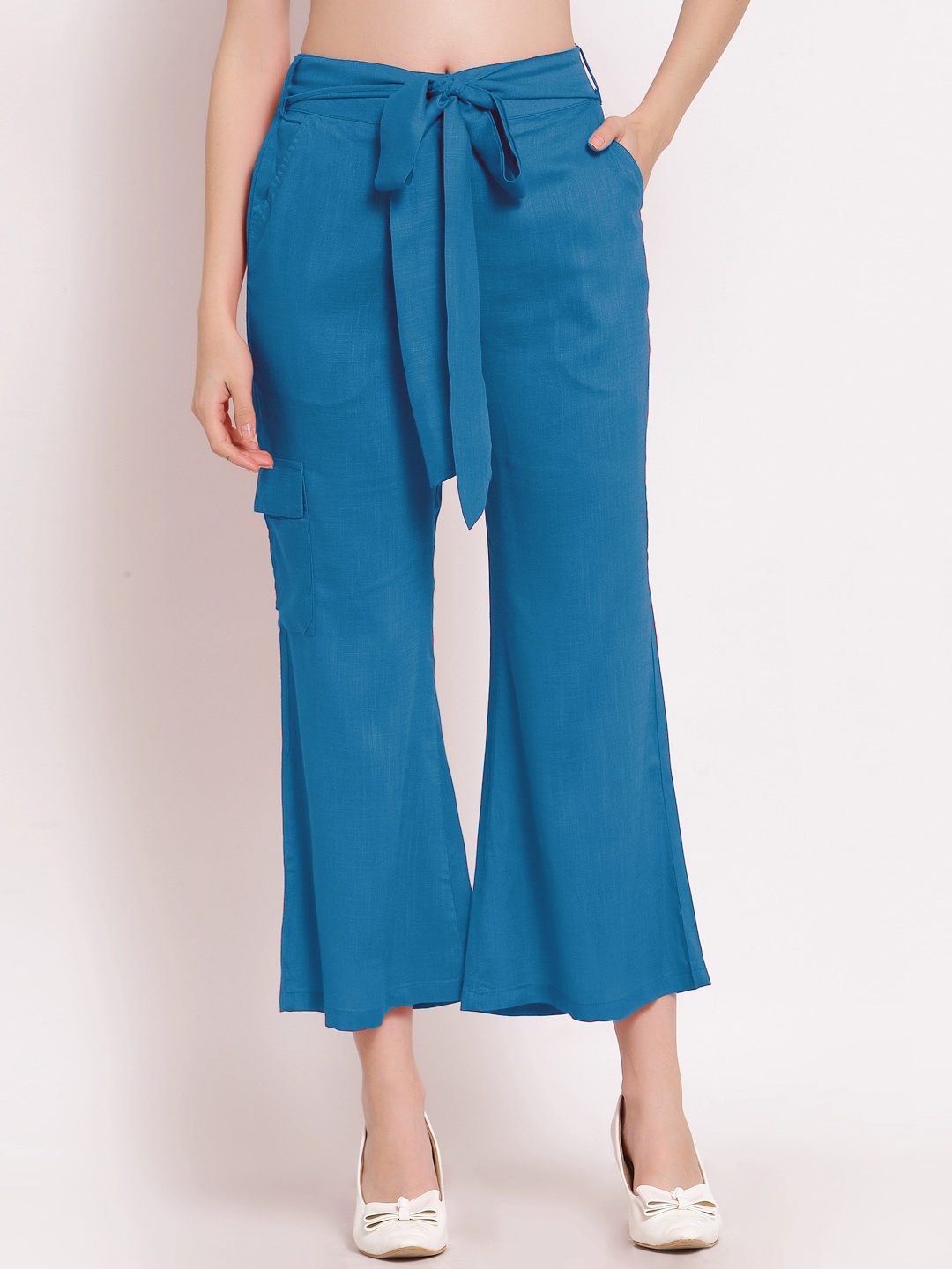 

PATRORNA Women Smart Parallel Trousers, Blue