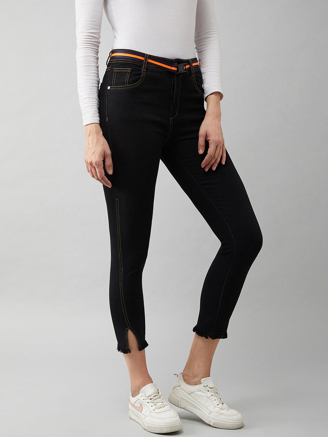 

Miss Chase Women Black High-Rise Clean Look Skinny Fit Stretchable Cropped Jeans
