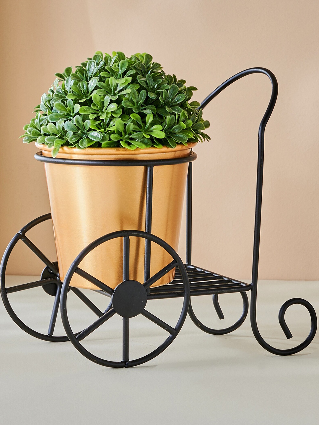 

Home Centre Gloria Textured Aluminium Trolley Planters, Black