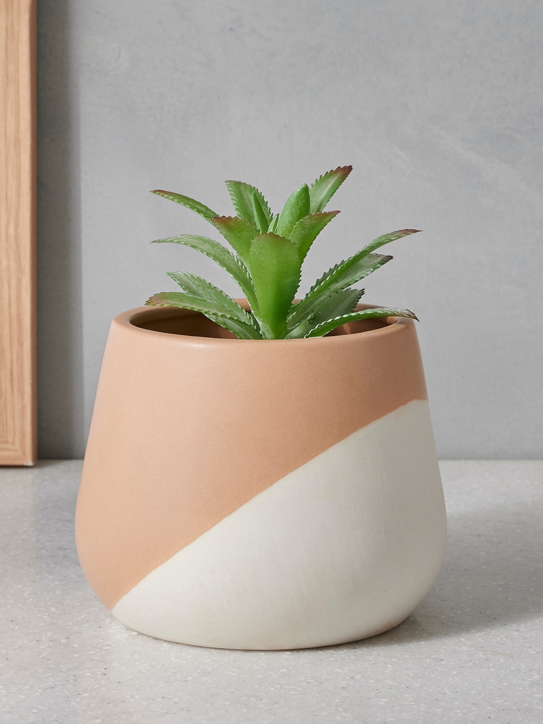 

Home Centre Gloria Beige & White Colourblocked Ceramic Planter