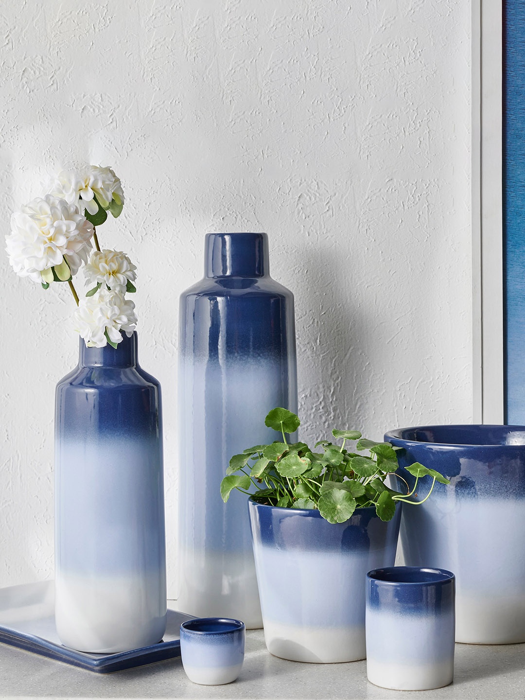 

Home Centre Splendid Santorini Blue & White Ombre Ceramic Planter