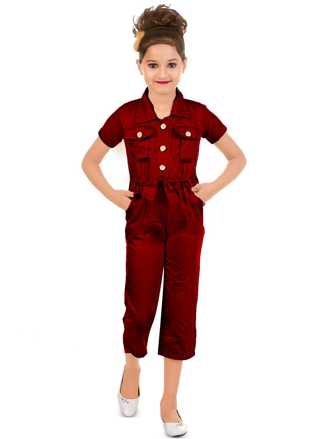 

BAESD Girls Cotton Basic Jumpsuit, Maroon