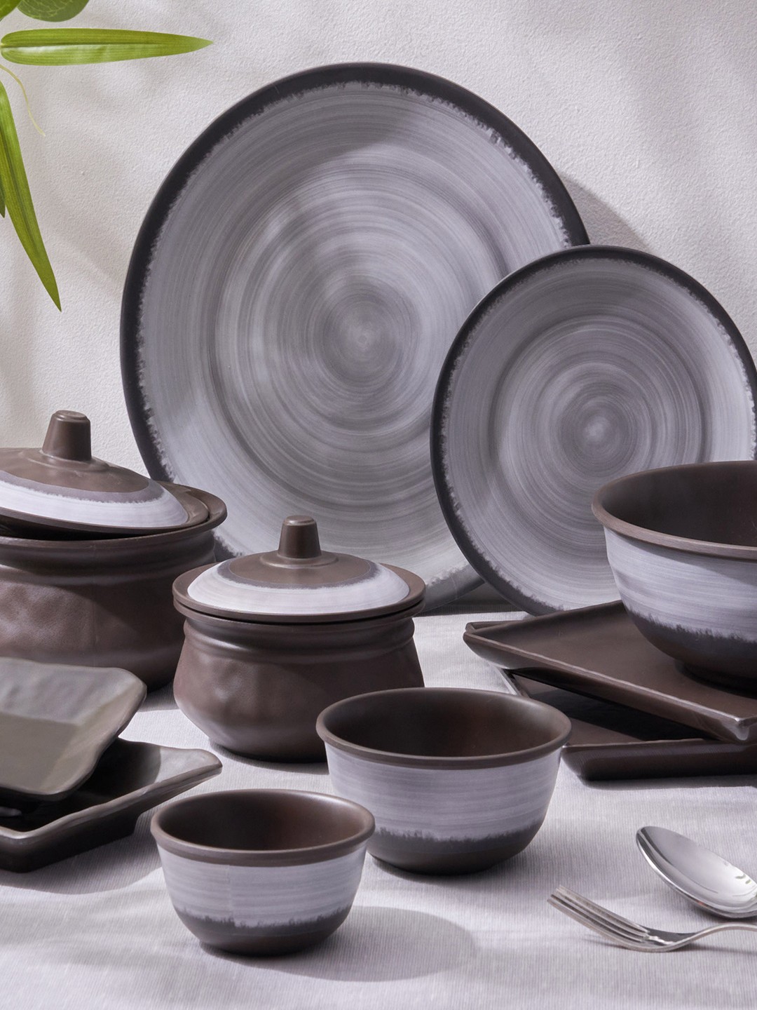 

Home Centre Meadows Brown & Grey Colourblocked Melamine Soup Bowl 330ml