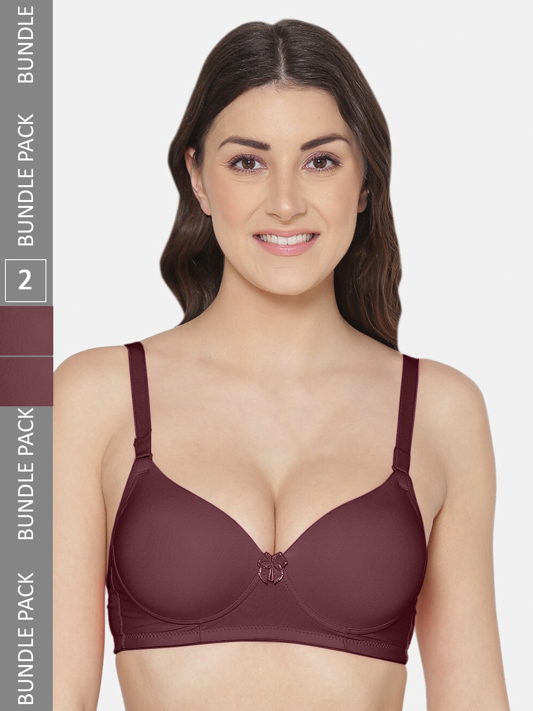 

Tweens Pack Of 2 Push-Up Bra All Day Comfort With Medium Coverage Heavily Padded, Maroon