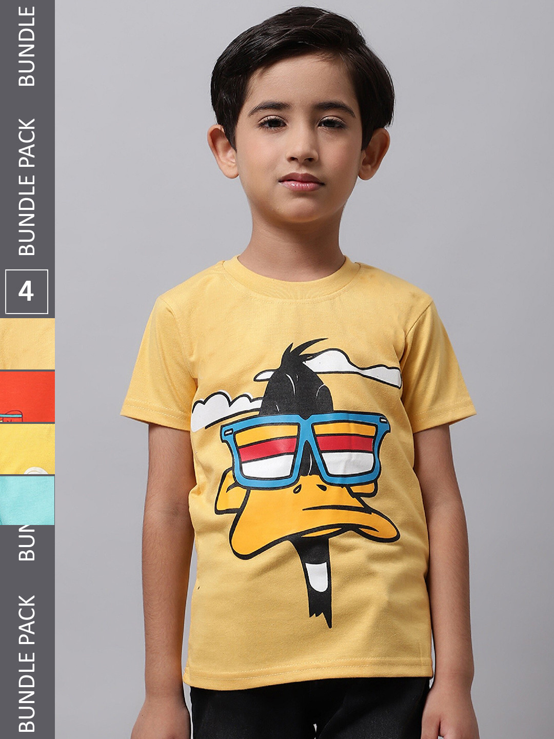 

BAESD Pack Of 4 Boys Graphic Printed Cotton Casual T Shirts, Yellow