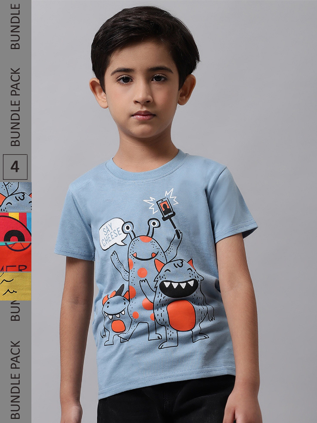 

BAESD Pack Of 4 Boys Graphic Printed Cotton T-Shirt, Blue