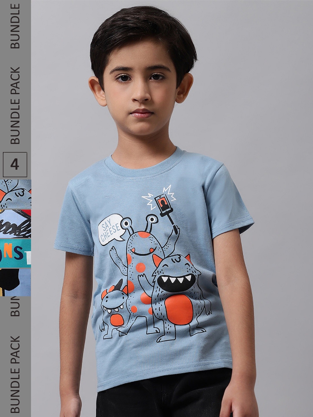 

BAESD Pack of 4 Boys Graphic Printed T-shirt, Grey